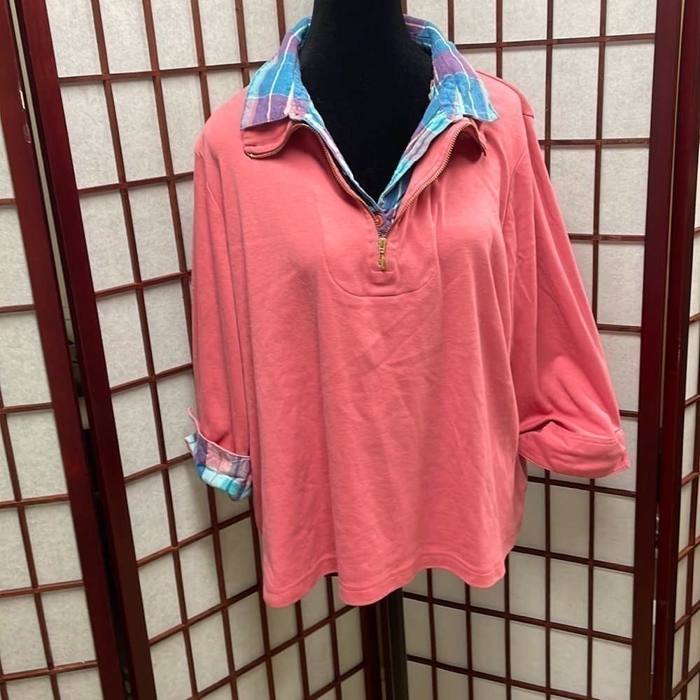 VINTAGE Blair Women's Shirt Long Sleeve Quarter Zip XL